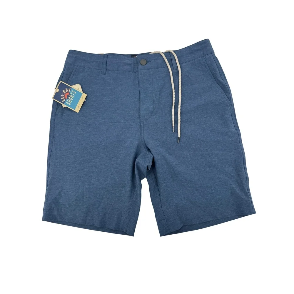 New Faherty All Day Shorts Mens 31 Navy Blue Hybrid Water Repellent Stretch